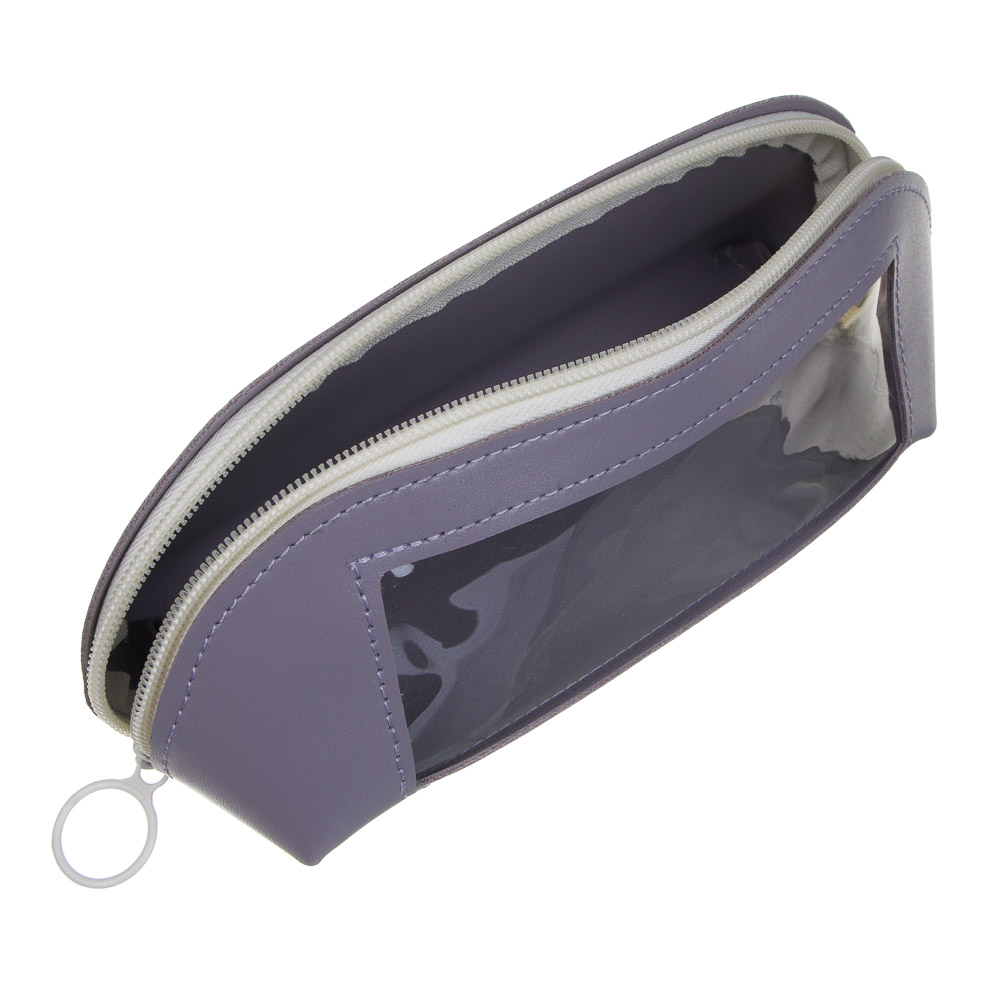 Пенал школьный на молнии, 22,5х8,5х7,5 см, 1 отделение с окном, ПУ, ПВХ, 4 цвета, арт.№ 238-445