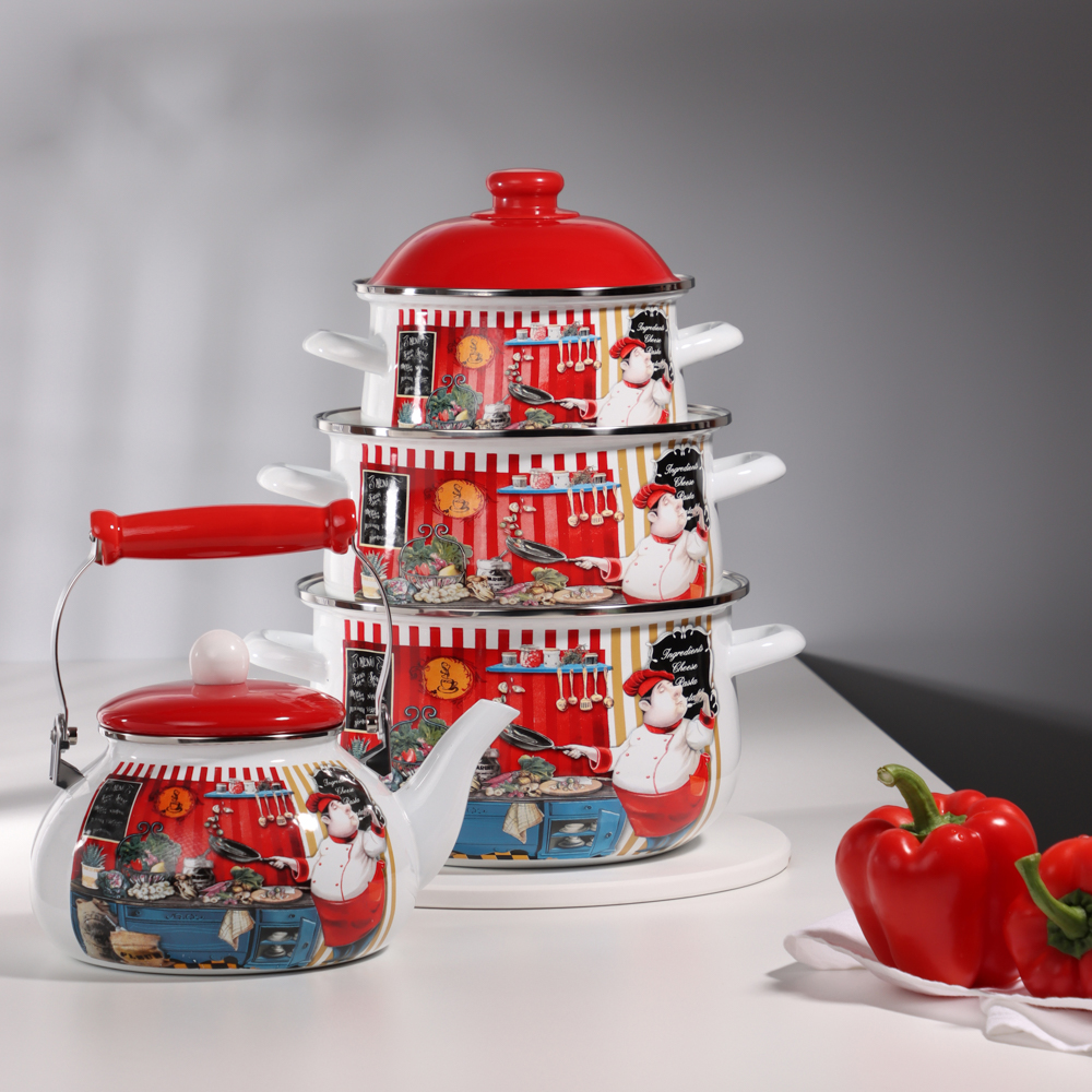 VETTA Повар Кастрюля эмалированная, 22см, 3,6л, индукция, арт.№ 894-440