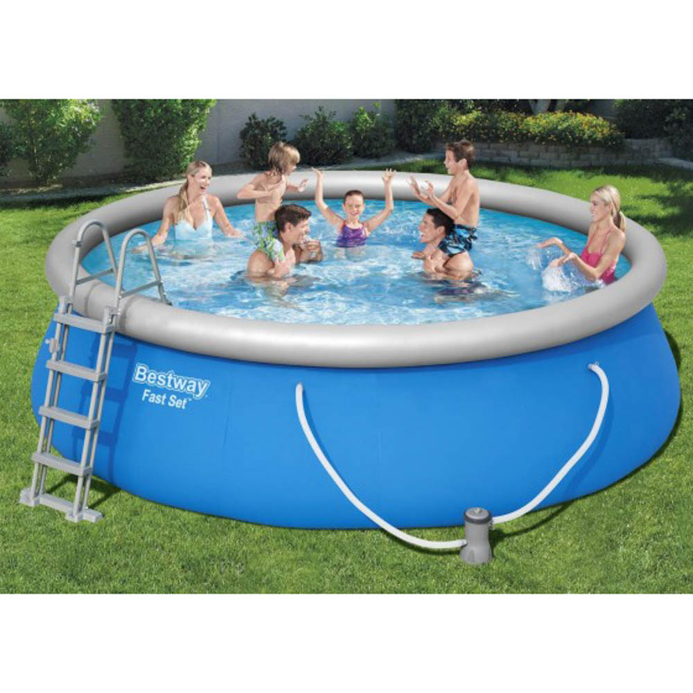 BESTWAY Бассейн надувной Fast Set, фильтр-насос,лестница, 457x122см, 57289, арт.№ 012-020