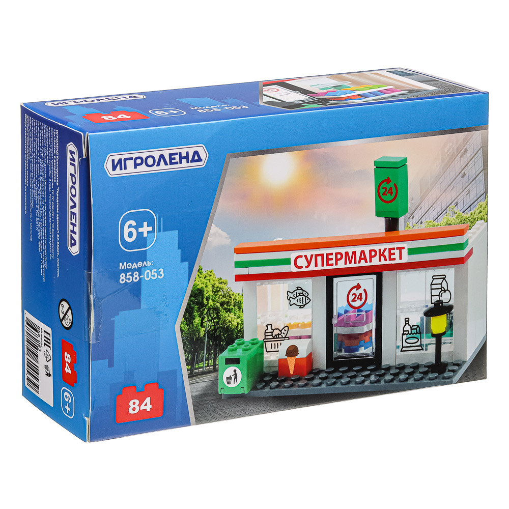 ИГРОЛЕНД Конструктор "Городские здания", 84-95дет., ABS, 15х10х5см, 6 дизайнов, арт.№ 858-053