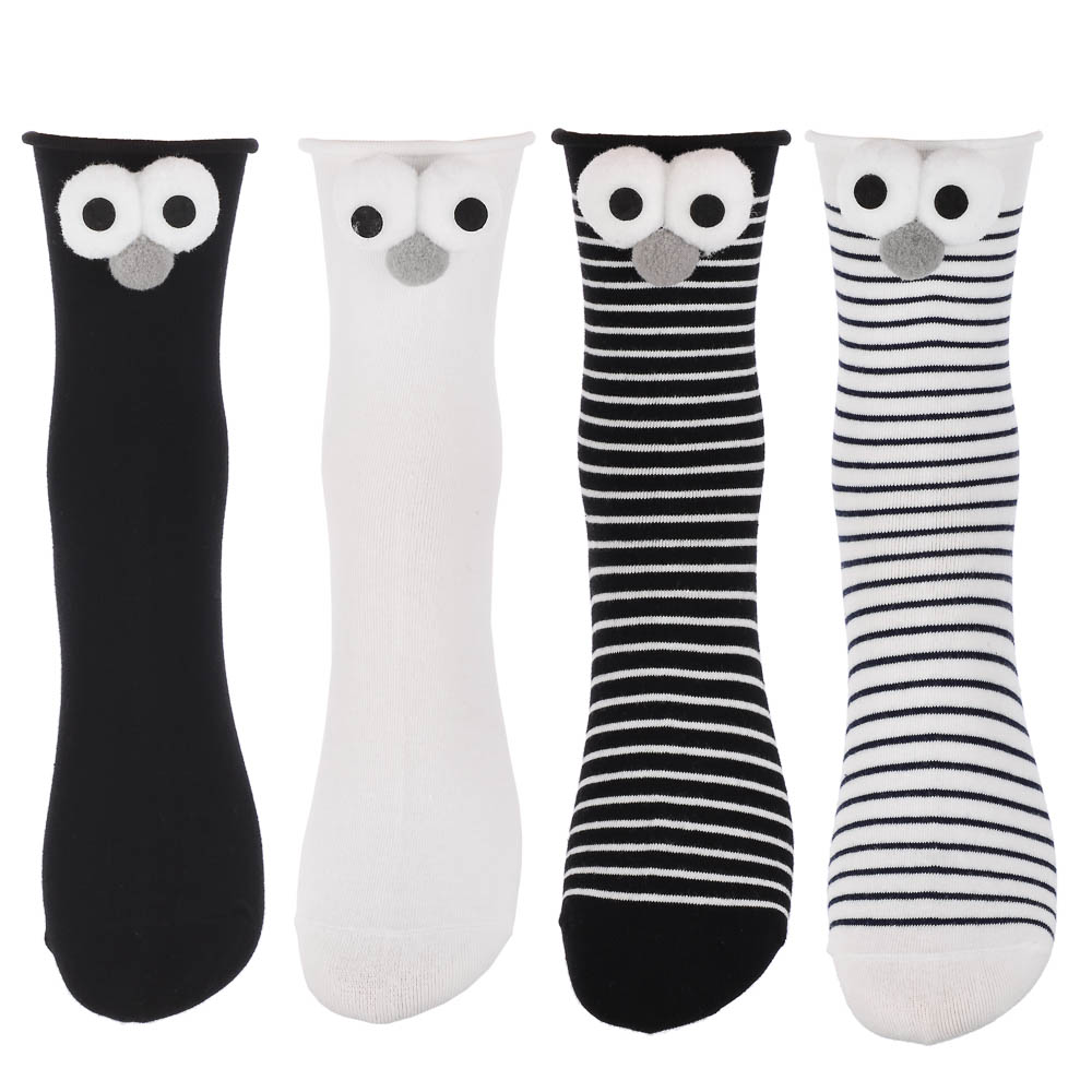 Носки женские с декором, тм GALANTE, р. 23-25, 80% хлопок, 20% полиэстер, разноцветные, арт.№ 019-600