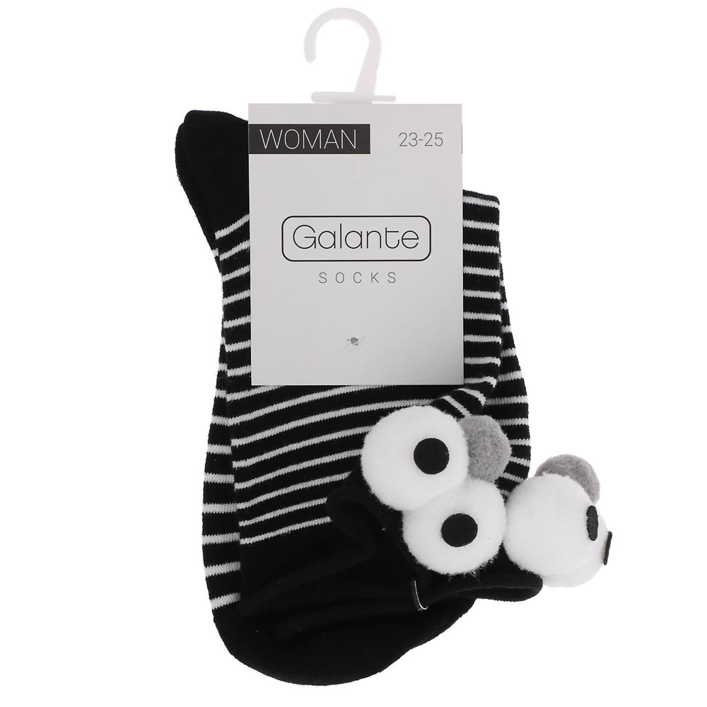 Носки женские с декором, тм GALANTE, р. 23-25, 80% хлопок, 20% полиэстер, разноцветные, арт.№ 019-600