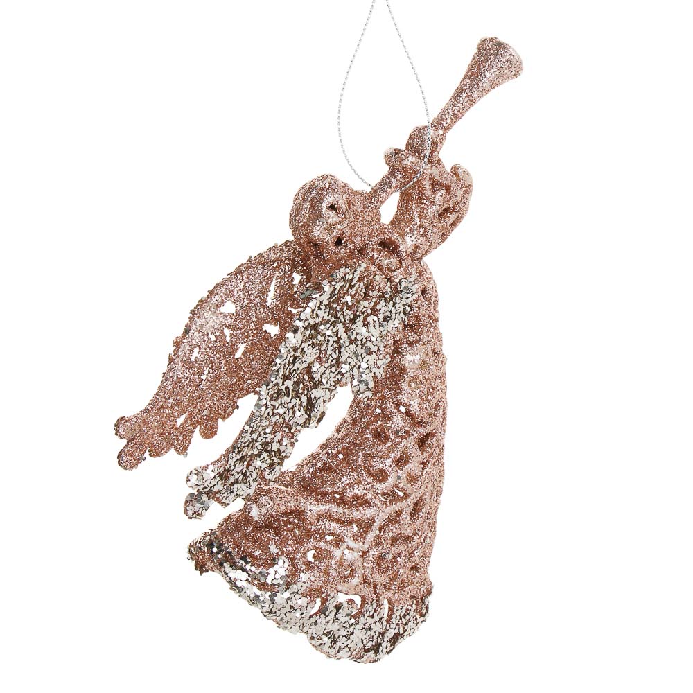 СНОУ БУМ Декоративная подвеска "Ангел" 16 см, пластик, глиттер, арт.№ 397-490