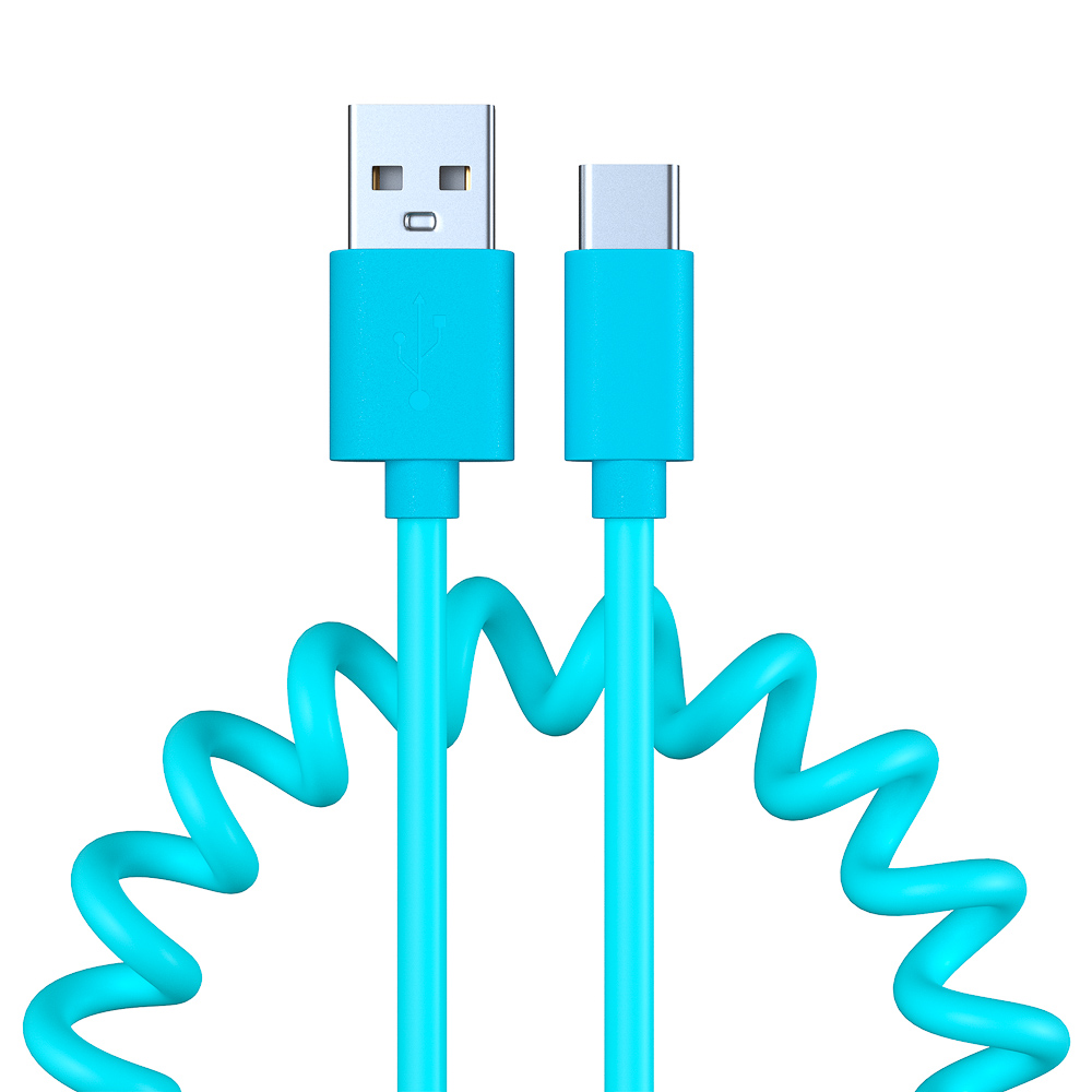 Кабель для зарядки USB(A)-Type C FORZA Спираль, 1м, 1.5А, 5 цветов, пакет, арт.№ 470-071
