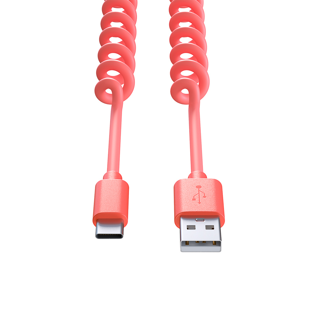 Кабель для зарядки USB(A)-Type C FORZA Спираль, 1м, 1.5А, 5 цветов, пакет, арт.№ 470-071