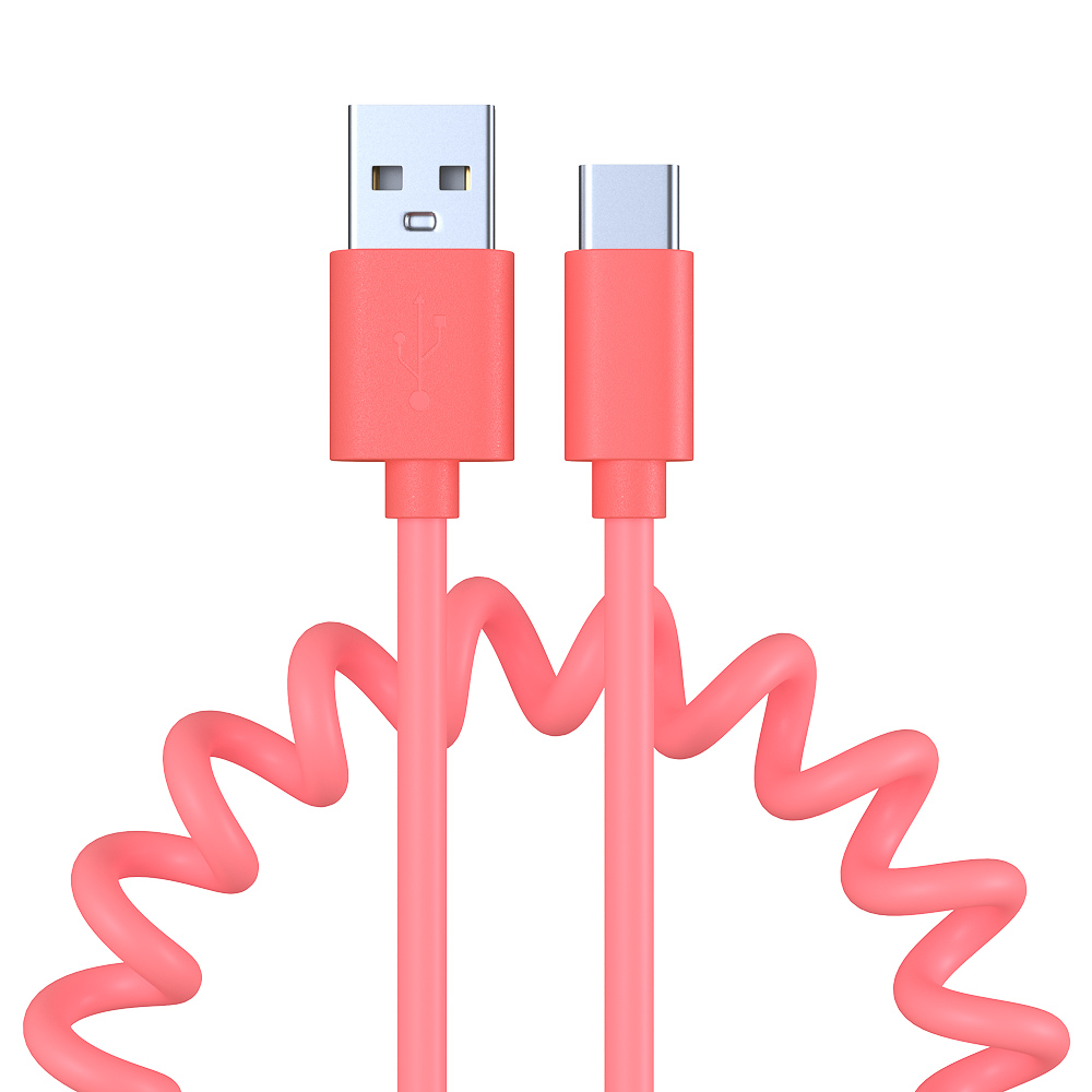 Кабель для зарядки USB(A)-Type C FORZA Спираль, 1м, 1.5А, 5 цветов, пакет, арт.№ 470-071