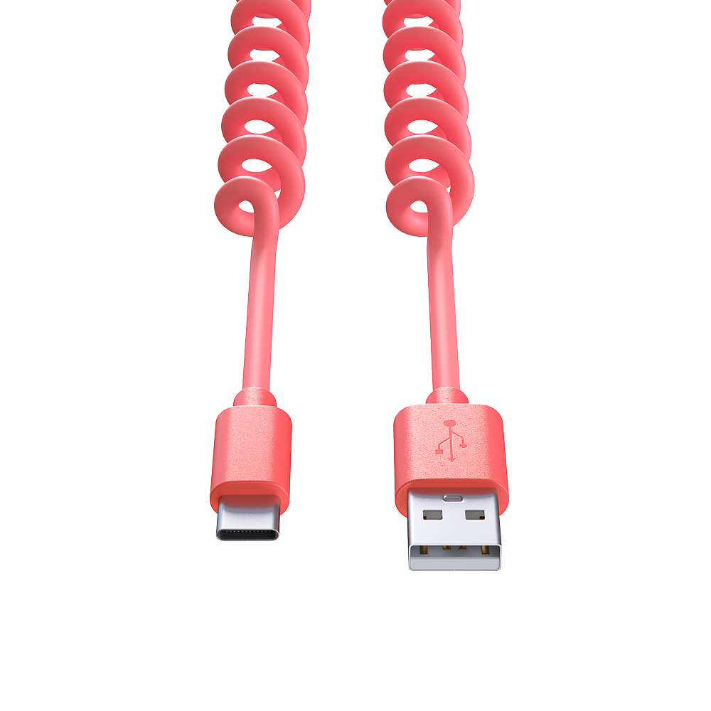 Кабель для зарядки USB(A)-Type C FORZA Спираль, 1м, 1.5А, 5 цветов, пакет, арт.№ 470-071