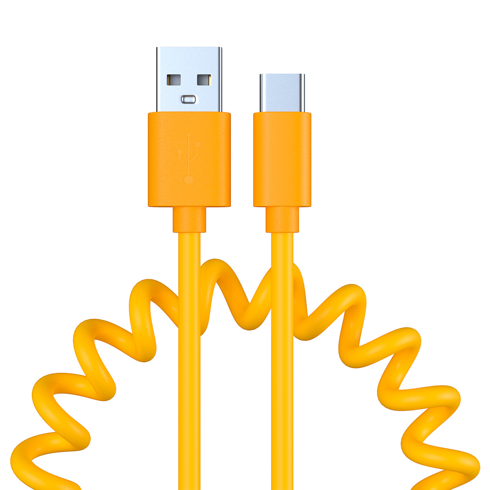 Кабель для зарядки USB(A)-Type C FORZA Спираль, 1м, 1.5А, 5 цветов, пакет, арт.№ 470-071