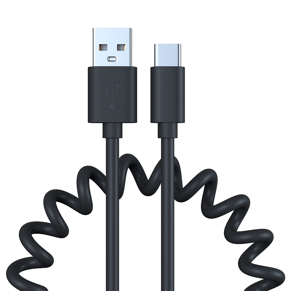 Кабель для зарядки USB(A)-Type C FORZA Спираль, 1м, 1.5А, 5 цветов, пакет, арт.№ 470-071