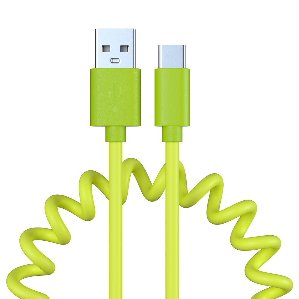 Кабель для зарядки USB(A)-Type C FORZA Спираль, 1м, 1.5А, 5 цветов, пакет, арт.№ 470-071