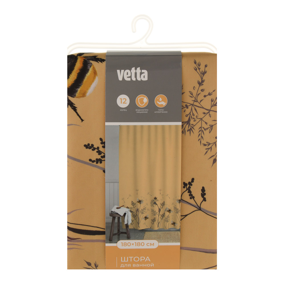 Штора для ванной тм VETTA Орра Bee, полиэстер, 180*180см, арт.№ 461-681