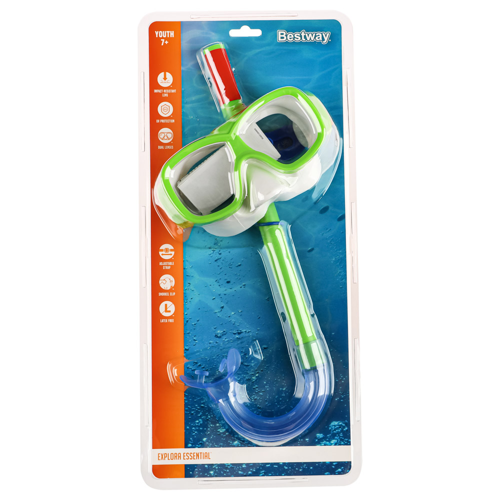 BESTWAY Маска для снорклинга EXPLORA ESSENTIAL, маска, трубка, от 7 лет, 24035, арт.№ 035-031