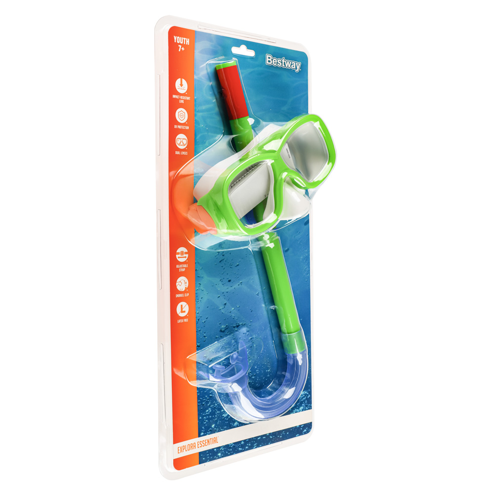 BESTWAY Маска для снорклинга EXPLORA ESSENTIAL, маска, трубка, от 7 лет, 24035, арт.№ 035-031