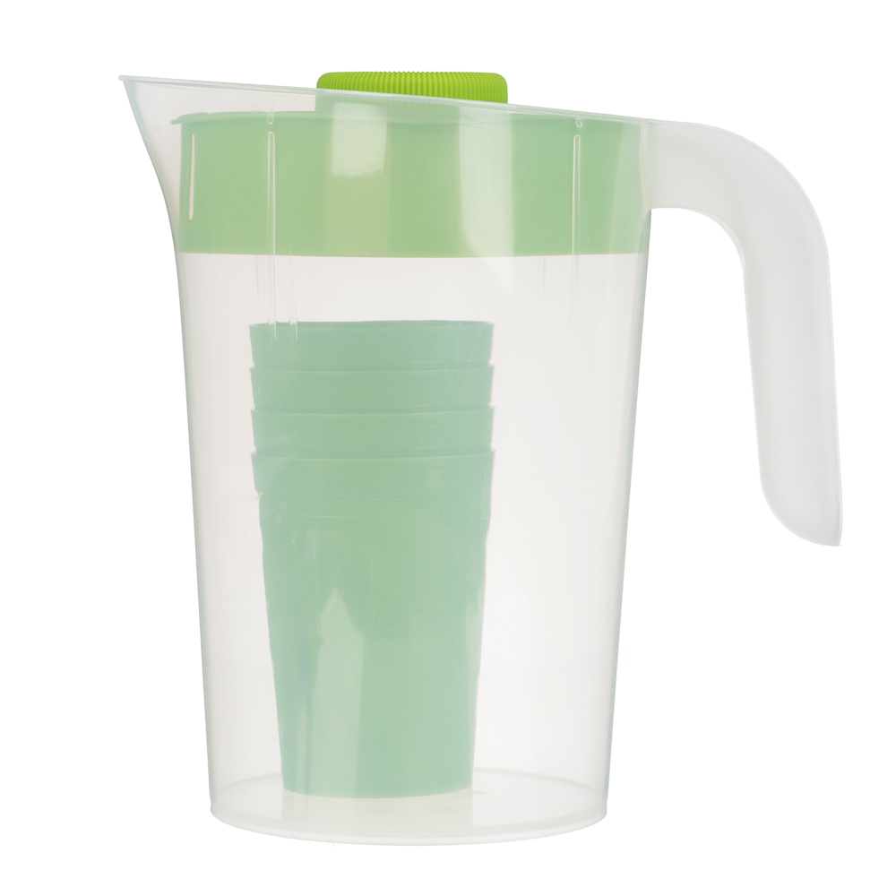 Набор посуды: кувшин 2л Practic с крышкой + стаканы 4шт 0,25л, пластик, арт.№ 861-483