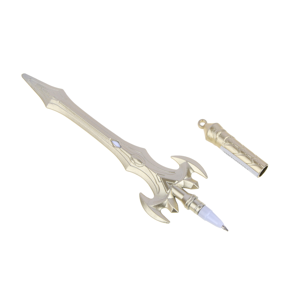 Ручка шариковая синяя в форме меча, пластик, 19х4 см, 4 дизайна, арт.№ 526-016