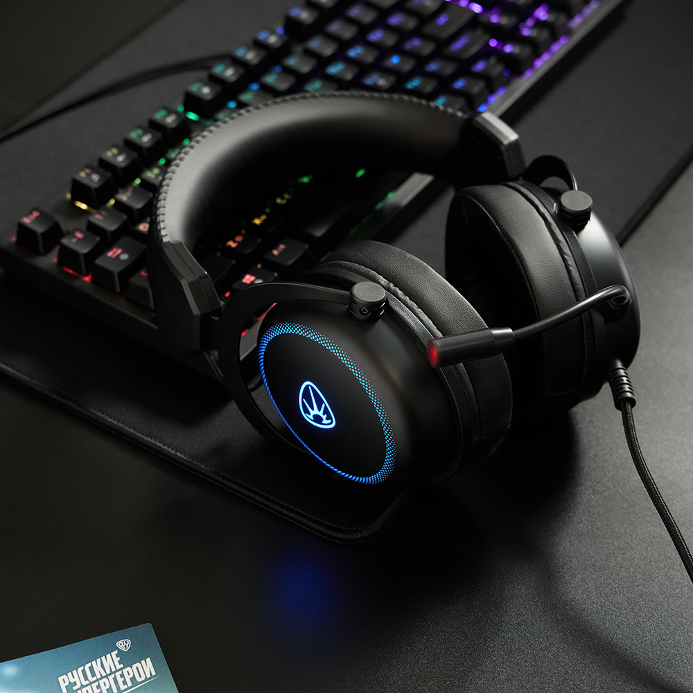 Наушники проводные с микрофоном игровые BY Kabuto Type-C USB(A)3,2 м, VS7.1, настр. RGB подсветка, арт.№ 410-091