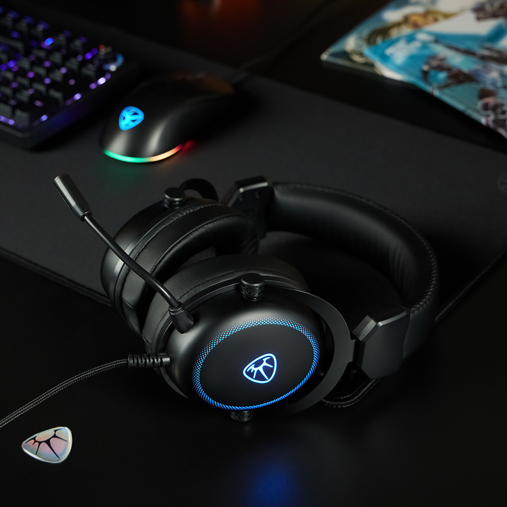 Наушники проводные с микрофоном игровые BY Kabuto Type-C USB(A)3,2 м, VS7.1, настр. RGB подсветка, арт.№ 410-091