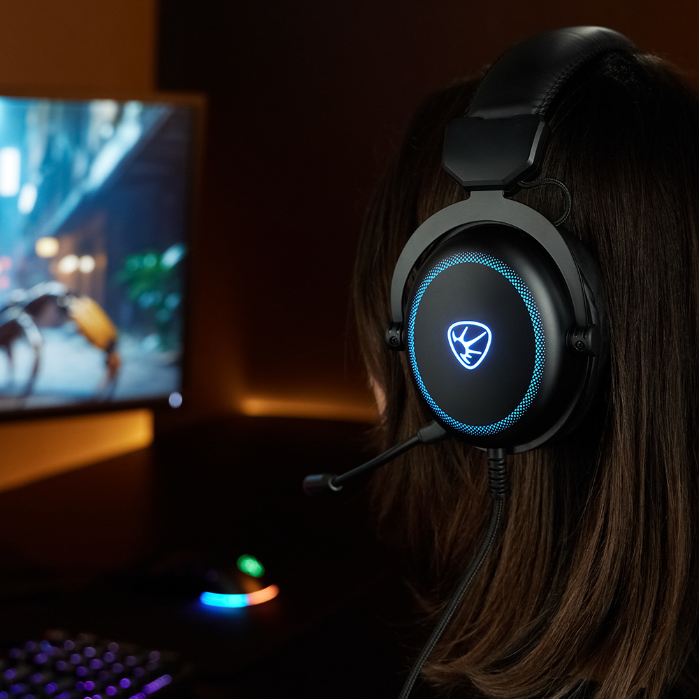 Наушники проводные с микрофоном игровые BY Kabuto Type-C USB(A)3,2 м, VS7.1, настр. RGB подсветка, арт.№ 410-091