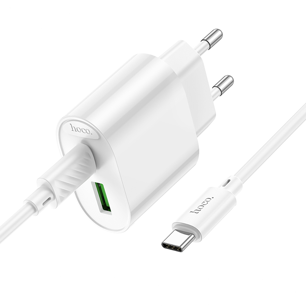 Комплект СЗУ hoco. модель C109A, PD20Вт+QC3.0, каб. C-C, белый, арт.№ 916-336