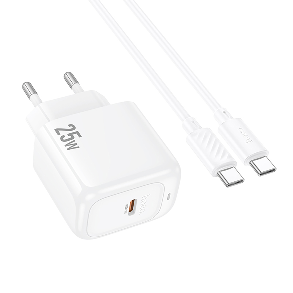 Комплект СЗУ hoco. модель CS53A, USB-C, PD25Вт, каб. C-C, белый, арт.№ 916-337