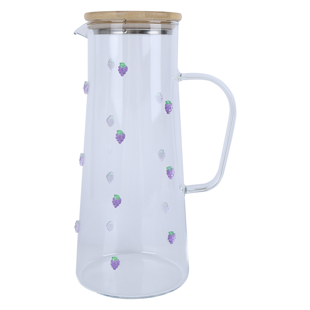 Кувшин с аппликацией 1440мл, бамбуковая крышка, стекло, арт.№ 878-734
