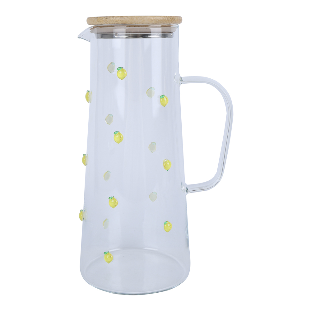 Кувшин с аппликацией 1440мл, бамбуковая крышка, стекло, арт.№ 878-734