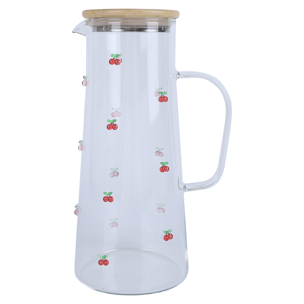 Кувшин с аппликацией 1440мл, бамбуковая крышка, стекло, арт.№ 878-734