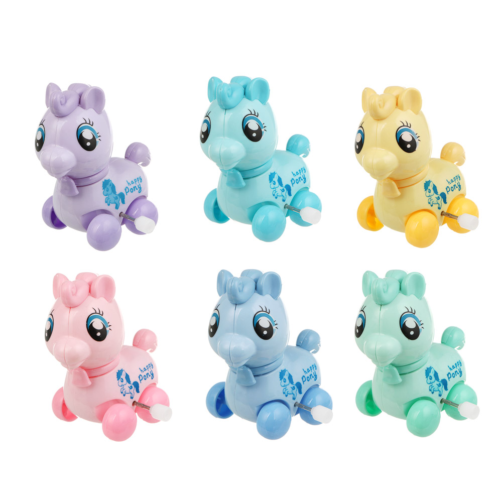Игрушка заводная "Лошадки", ABS, 9х8,5х6см, 6 дизайнов, арт.№ 260-055