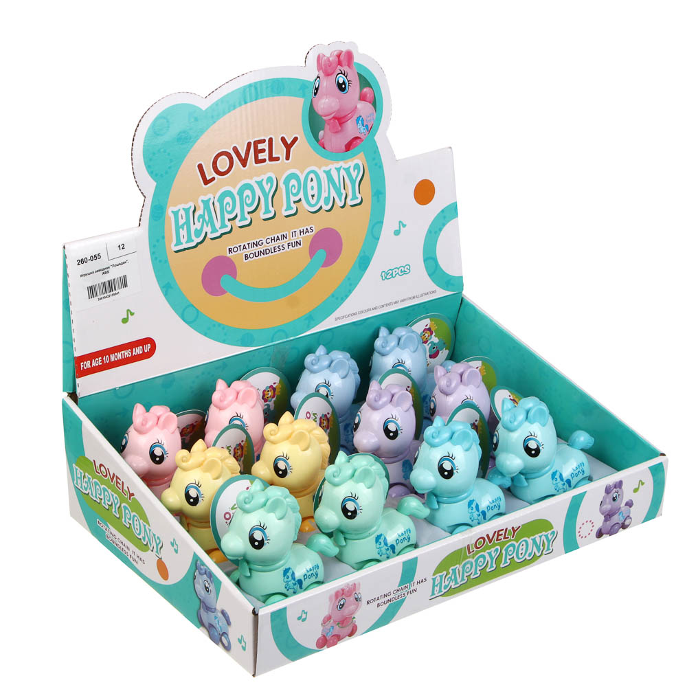 Игрушка заводная "Лошадки", ABS, 9х8,5х6см, 6 дизайнов, арт.№ 260-055