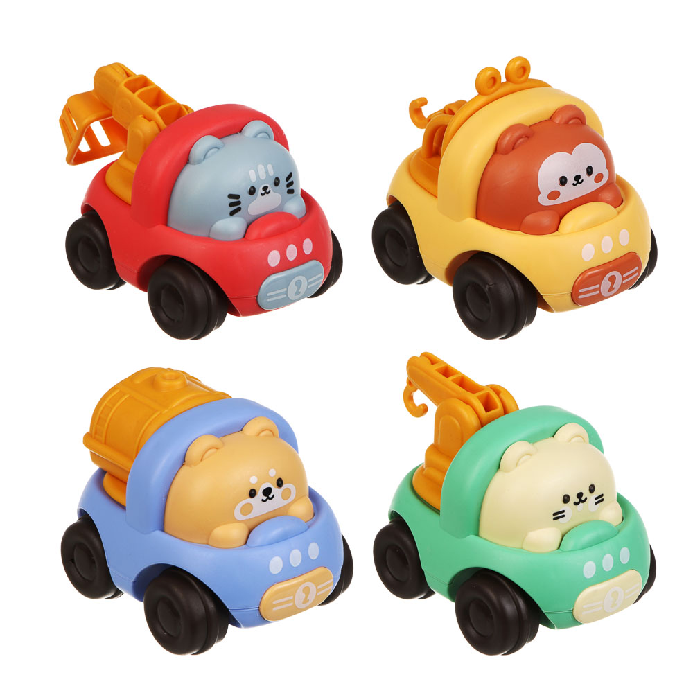 Игрушка для малышей в виде животных, инерция, PP, 6х7х7,9см, 4 дизайна, арт.№ 260-057