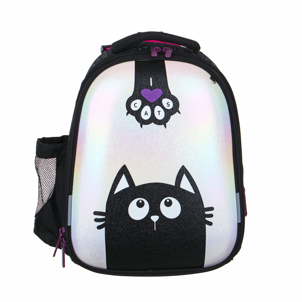 МИЛЫЙ КОТИК Рюкзак шк.жесткий 38х28х15см, 2 отд., 2 карм., эргон.спинка, лямки с рег.по росту, ПЭ, арт.№ 254-800