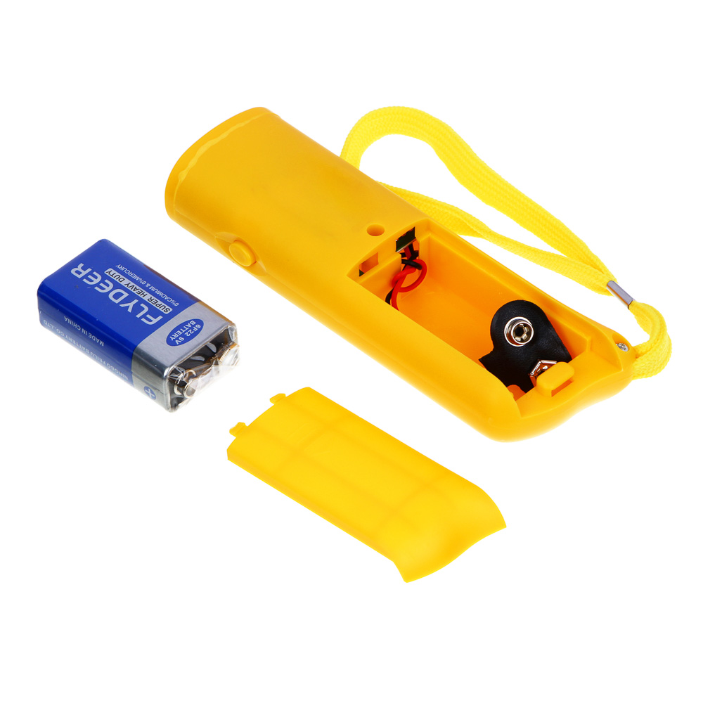 INBLOOM Отпугиватель собак ультразвуковой с фонарем, радиус 10м, 13х4х2.5см, 1х9В, в компл, арт.№ 156-008