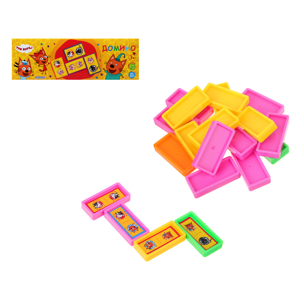 ИГРОЛЕНД Домино "ТРИ КОТА", 21 пр., пластик, 16х3х5см, арт.№ 896-068