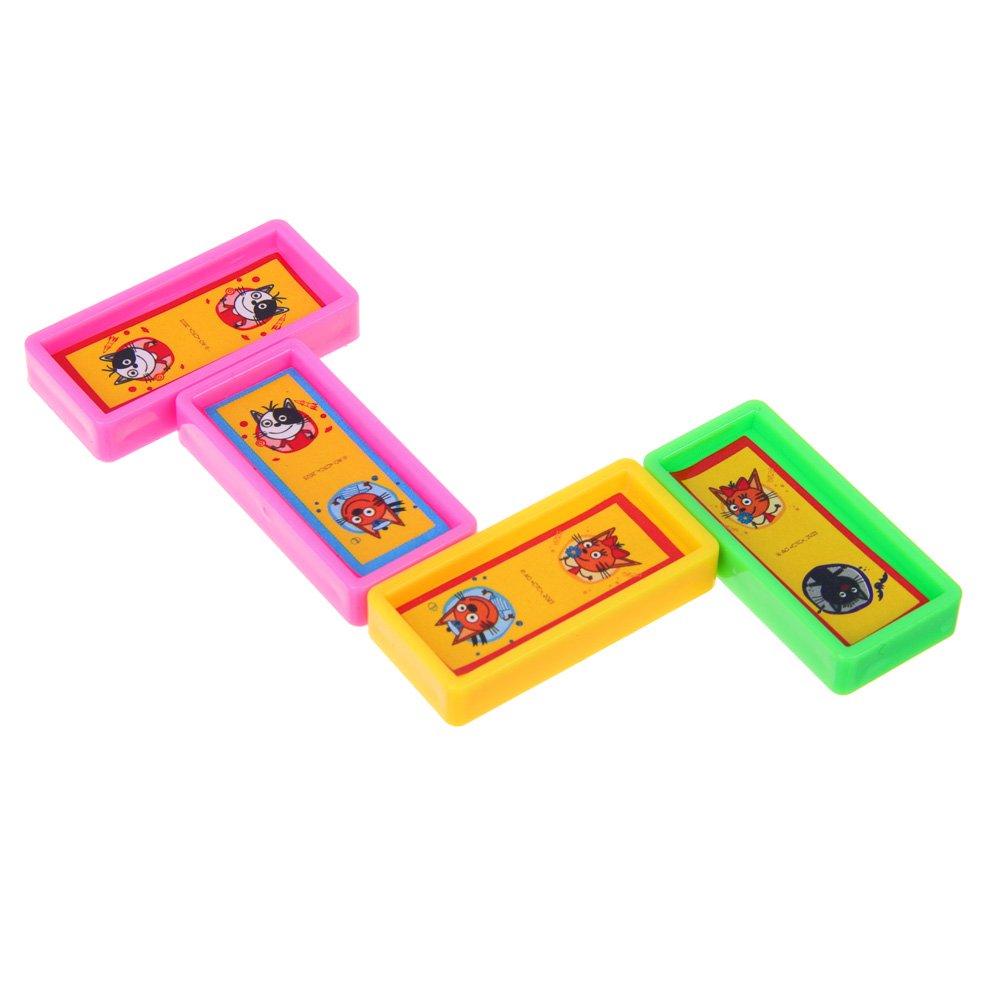 ИГРОЛЕНД Домино "ТРИ КОТА", 21 пр., пластик, 16х3х5см, арт.№ 896-068