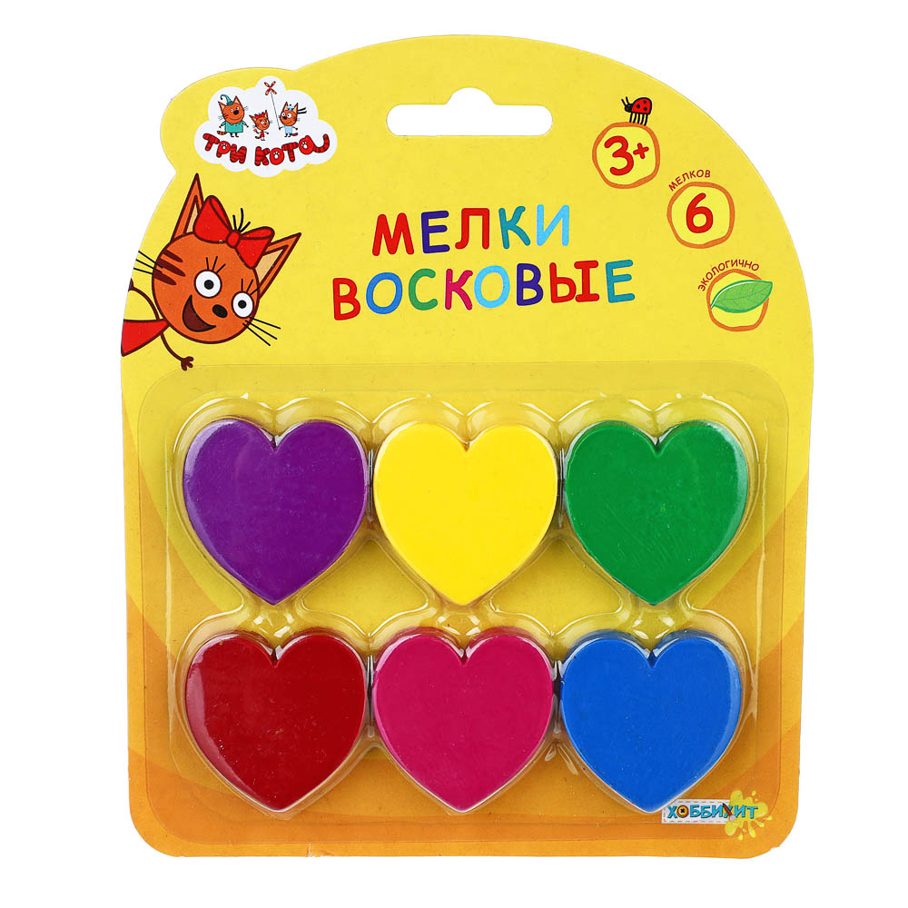 ХОББИХИТ Мелки восковые "Три кота", парафин, 16х13см, 3 дизайна, арт.№ 284-257