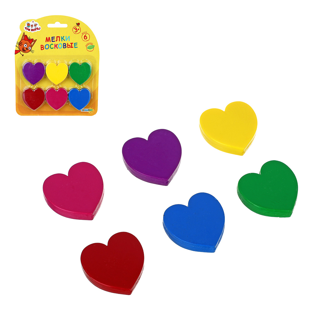 ХОББИХИТ Мелки восковые "Три кота", парафин, 16х13см, 3 дизайна, арт.№ 284-257