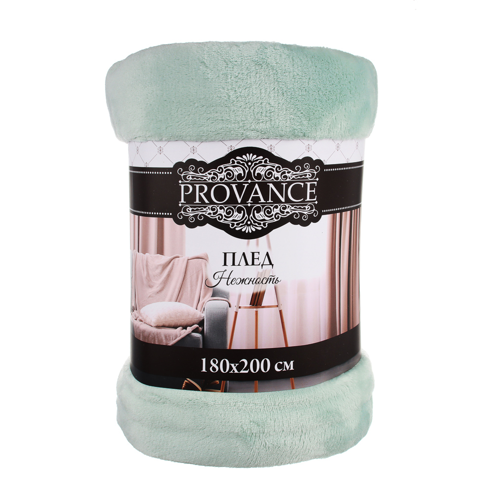 PROVANCE Плед, микрофибра, 180х200см, 230гр/м, "Нежность", мятный MP, арт.№ 486-110