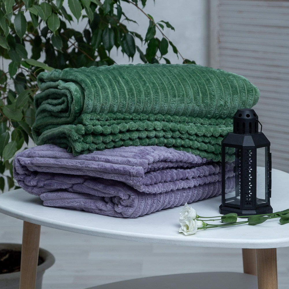 PROVANCE Плед, микрофибра, 180х200см, 280гр/м "Волна", зеленый MP, арт.№ 486-111