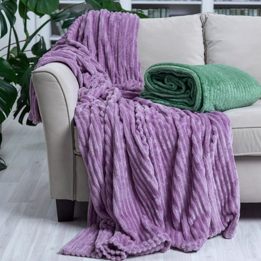 PROVANCE Плед, микрофибра, 180х200см, 280гр/м "Волна", лаванда MP, арт.№ 486-112