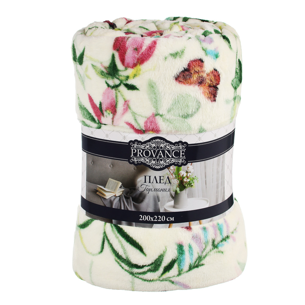 PROVANCE Плед, микрофибра, 200х220см, 230гр/м, "Гармония", молочный MP, арт.№ 486-114