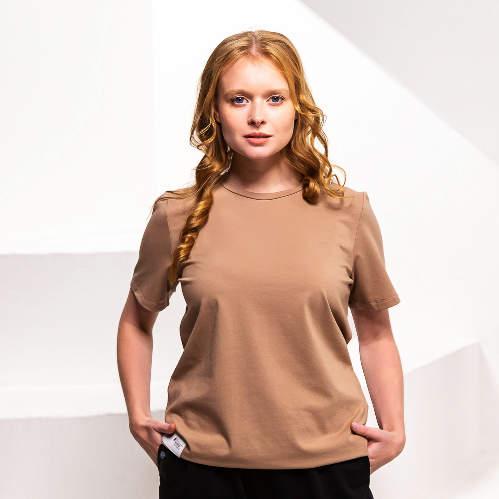 BY Hero Футболка женская, хлопок, цвет какао, размер XL, арт.№ 833-138