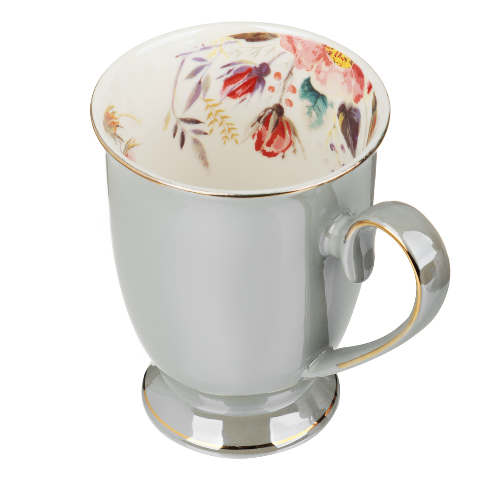 MILLIMI Перламутр серебро Кружка 320мл, костяной фарфор, арт.№ 802-423