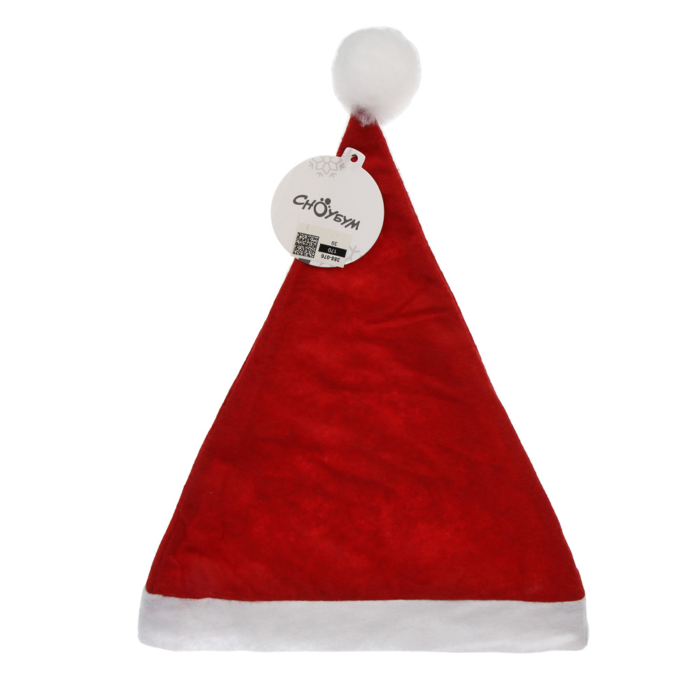 СНОУ БУМ Колпак новогодний, 28x36см, полиэстер, красный, арт.№ 388-076