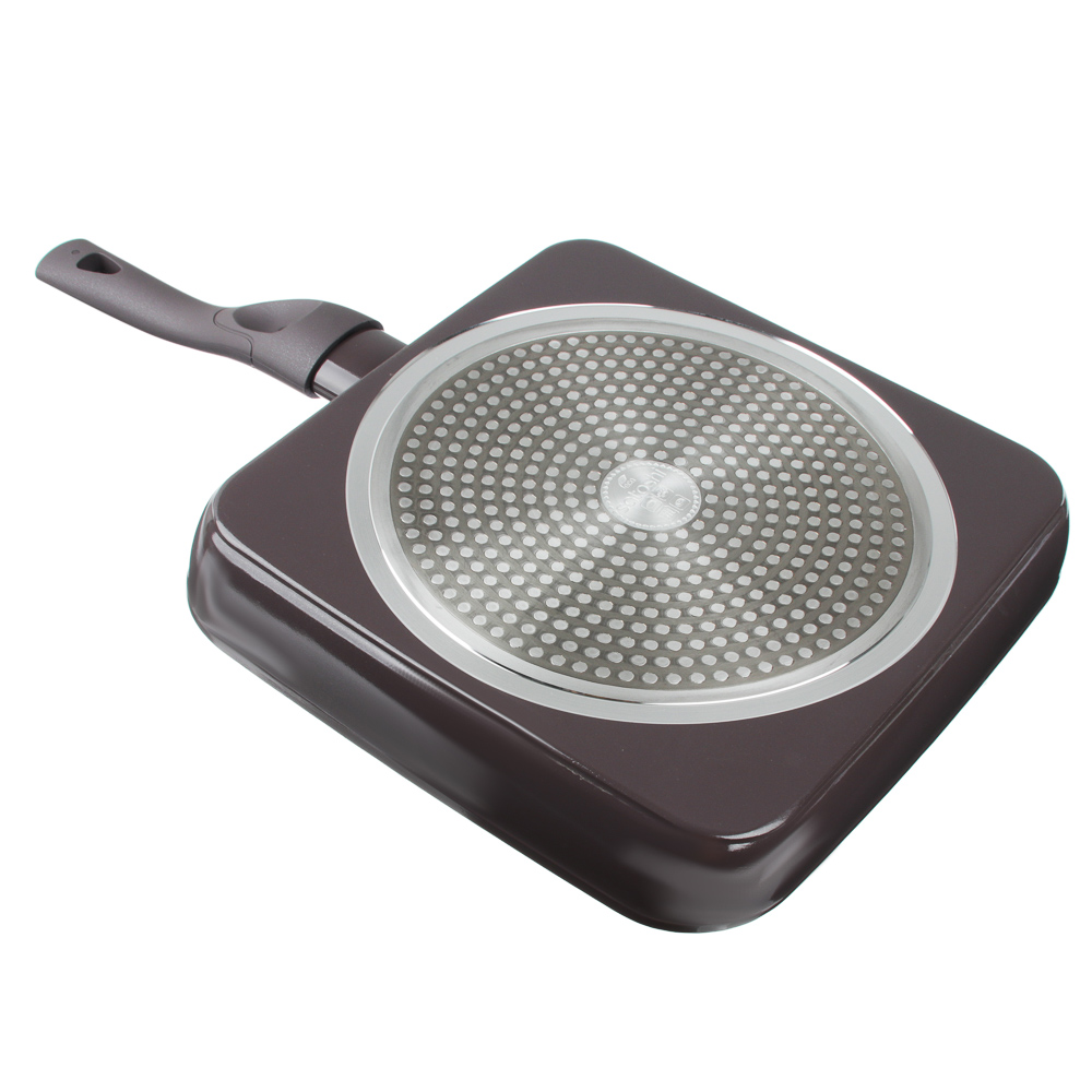 SATOSHI Валькур Сковорода-гриль литая 26х26см, антипригарное покрытие мрамор, индукция, арт.№ 846-479