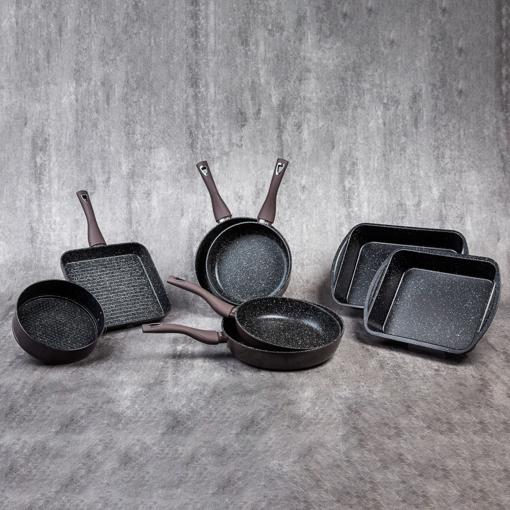 SATOSHI Валькур Сковорода-гриль литая 26х26см, антипригарное покрытие мрамор, индукция, арт.№ 846-479