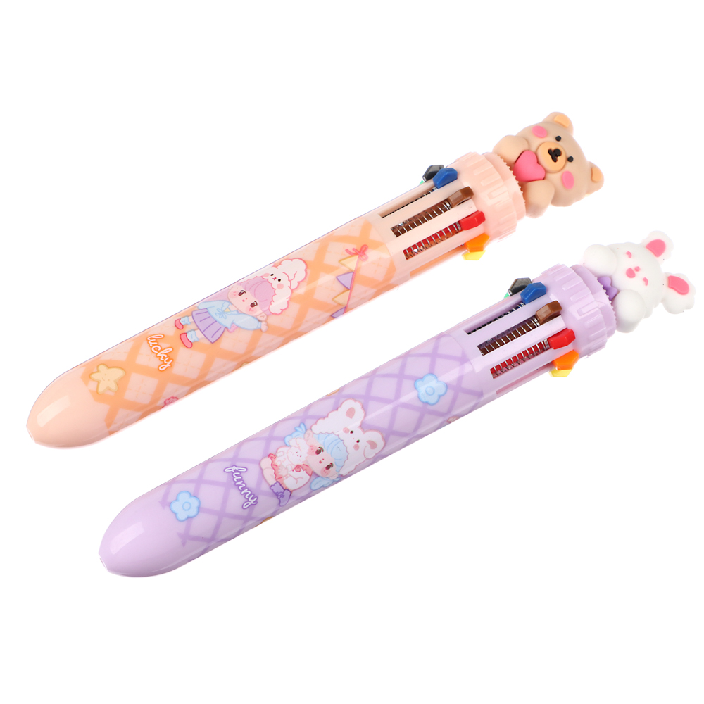 ClipStudio Ручка шариковая 10-цветная,фигурный наконечник, 0,7мм,пластик,корпус 14,7 см, 2 дизайна, арт.№ 591-182