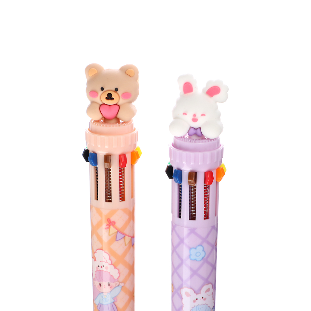 ClipStudio Ручка шариковая 10-цветная,фигурный наконечник, 0,7мм,пластик,корпус 14,7 см, 2 дизайна, арт.№ 591-182