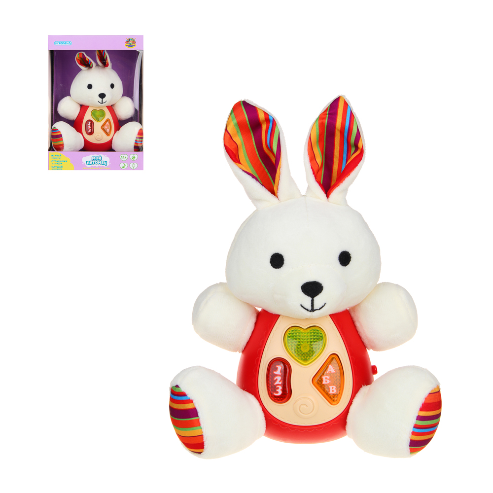 ИГРОЛЕНД Питомец музыкальный "Зайка", текстиль,  ABS пластик, звук, 19х21х13 см, арт.№ 272-822
