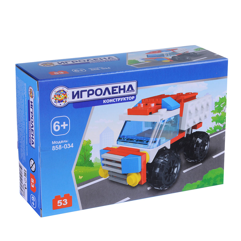 ИГРОЛЕНД Город Конструктор Пожарная помощь 39- 53дет., ABS, 10*7*3, 4-6 дизайнов, арт.№ 858-034