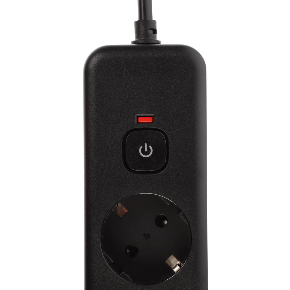 Удлинитель, сетевой фильтр 4 гнезда 3м BY Black, 2*USB, 1*type-C,выкл., 2500Вт, чёрный, арт.№ 907-276
